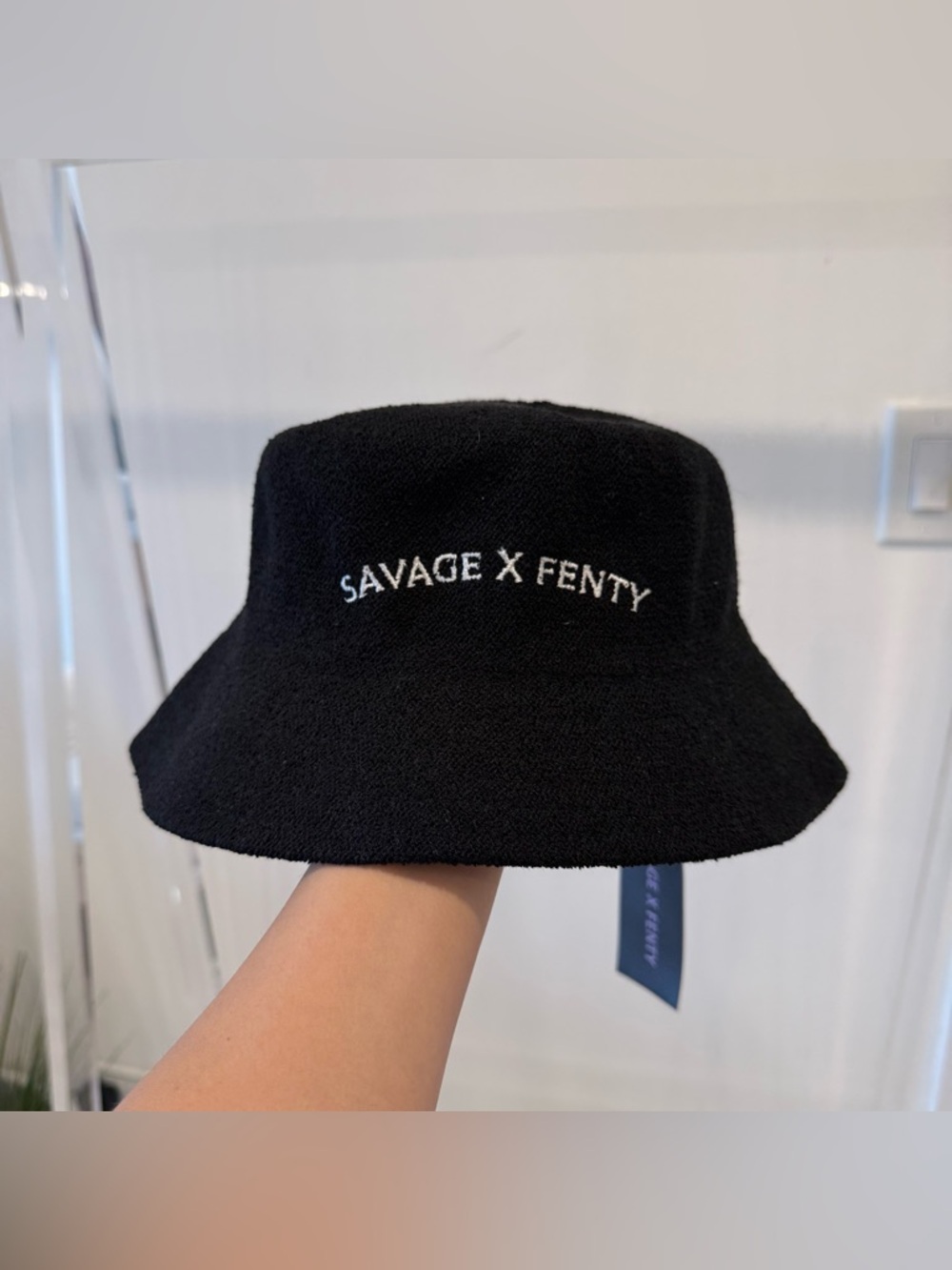Savage X Fenty Black Terry Bucket Hat